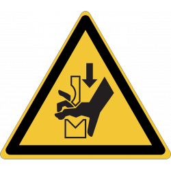 W030 : Danger, écrasement de la main dans l'outils d'une presse pileuse
