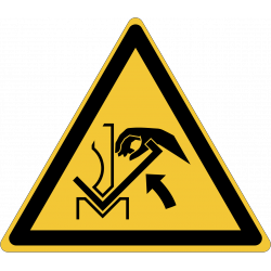 W031 : Danger, écrasement de la main entre une presse pileuse et un matériau