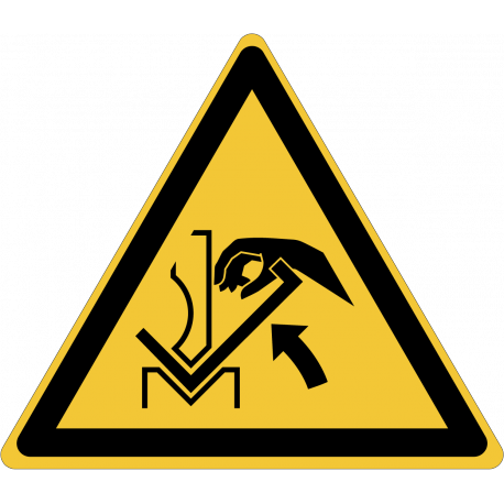 W031 : Danger, écrasement de la main entre une presse pileuse et un matériau