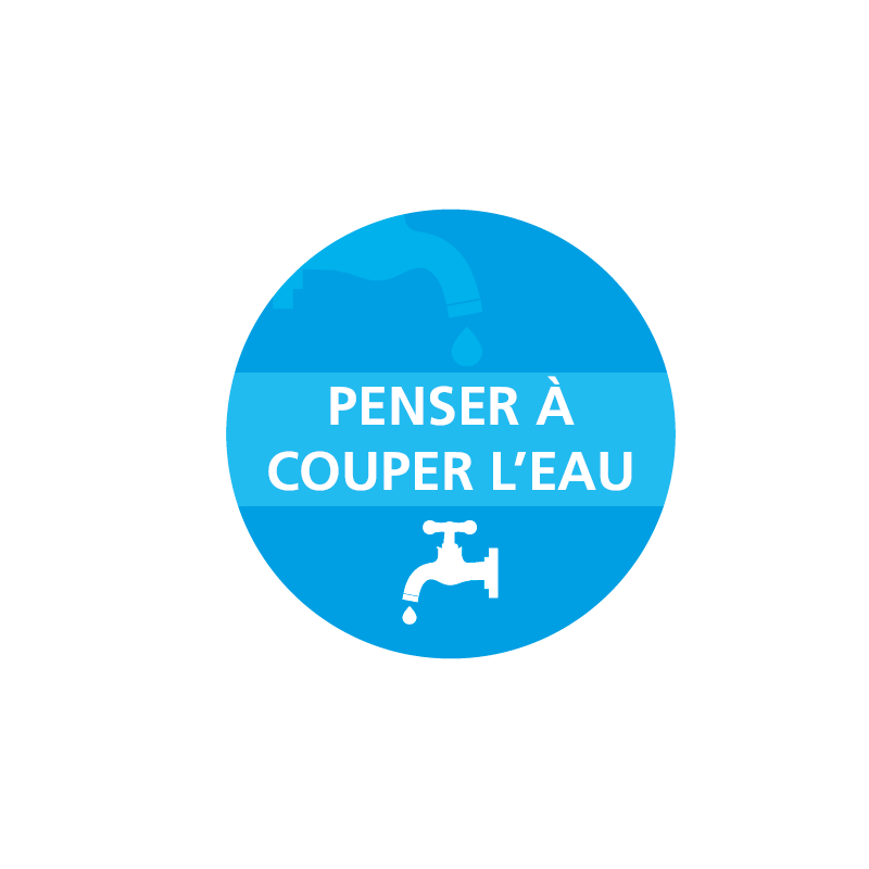Autocollant "penser  couper l'eau" - HLP Factory