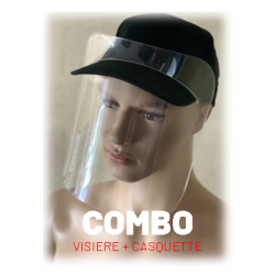 COMBO PROTECTION + CASQUETTE PROTECTION VISAGE EN PLASTIQUE INCASSABLE PETG